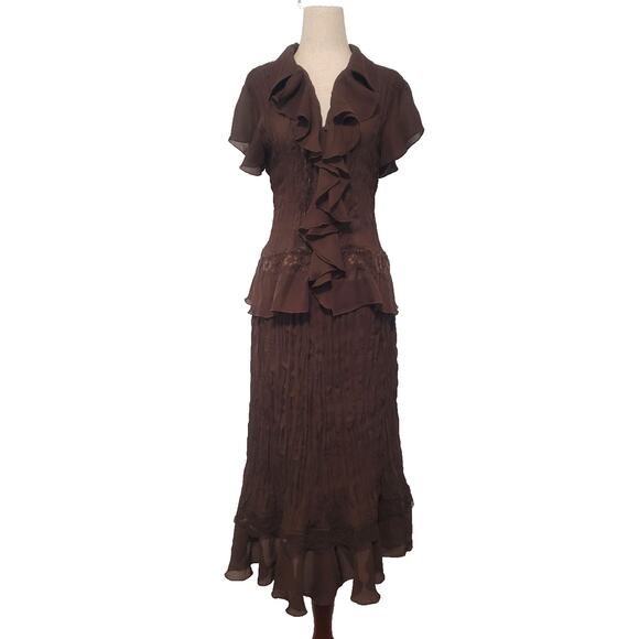 Vintage Robbie Bee Pleated Ruffle Top Skirt 2 PC Set Sz 12 Cottagecore Academia - Picture 1 of 13